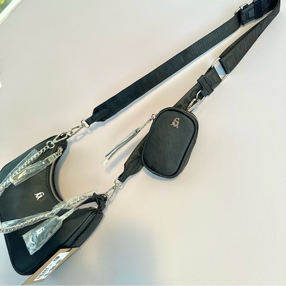 Brand New Steve Madden BVITAL-S BLACK Purse Safiano Leather - Picture 3 of 14